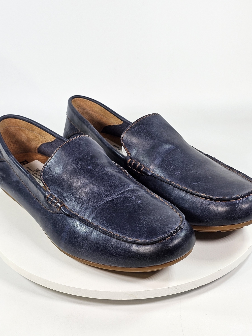 Born Men's 10.5 Navy Leather Slip-On Loafers Driving Loafer